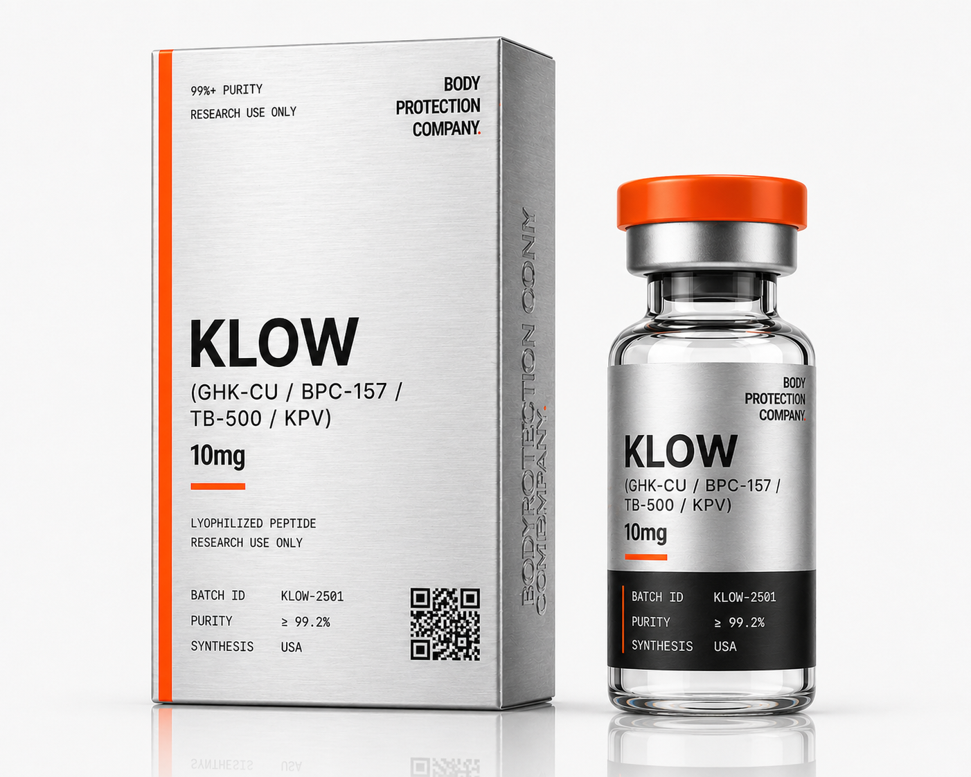 KLOW (GHK-Cu / BPC-157 / TB-500 / KPV) Body Protection Company product mockup